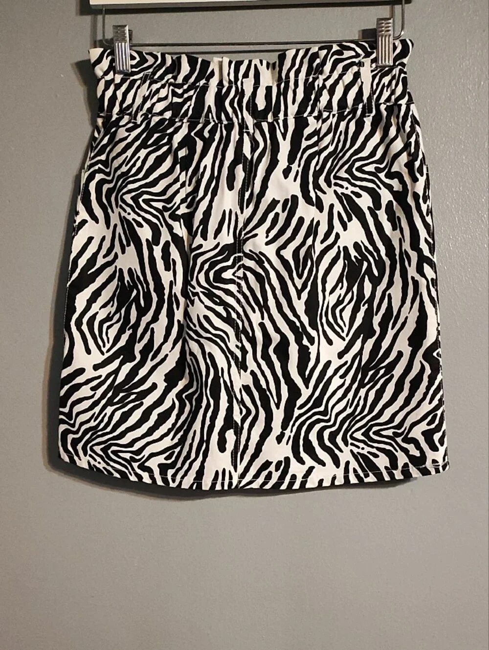 Bar III Women's Black & White Zebra Print Denim Mini Skirt